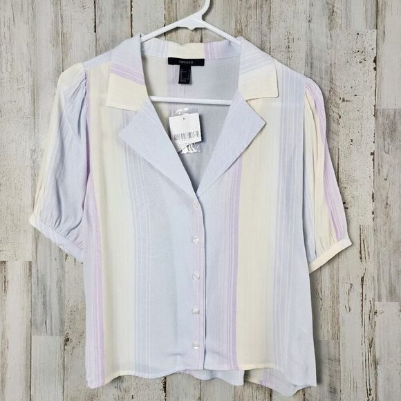 Forever 21 Rayon Short Sleeve Button Down Shirt Multicolored Size Small - Picture 1 of 9